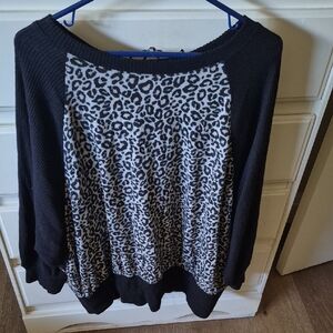 Torrid Black and Gray Leopard Print Sweater